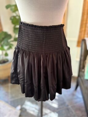 NATURAL LIFE Black Smocked High-Waist Mini Skort
